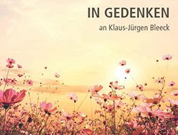 In Memoriam Klaus-Jürgen Bleeck