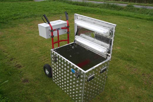 Geöffnete SigmaBox mit eingeschalteter LED-Beleuchtung