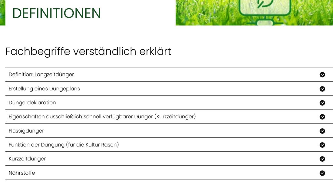Screenshot: Definitionen für Fachbegriffe